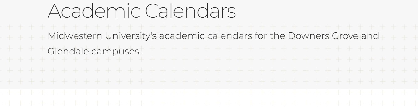 Academic Calendars for Downers Grove and Glendale campuses